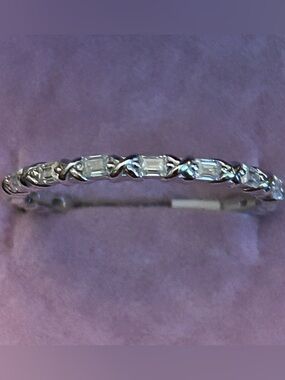 1.00CTW Baguette-Cut Moissanite 925 Sterling Silver Anniversary Eternity Band